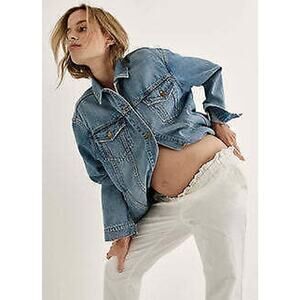 Hatch The Classic Maternity Jean Jacket - S - Light Wash